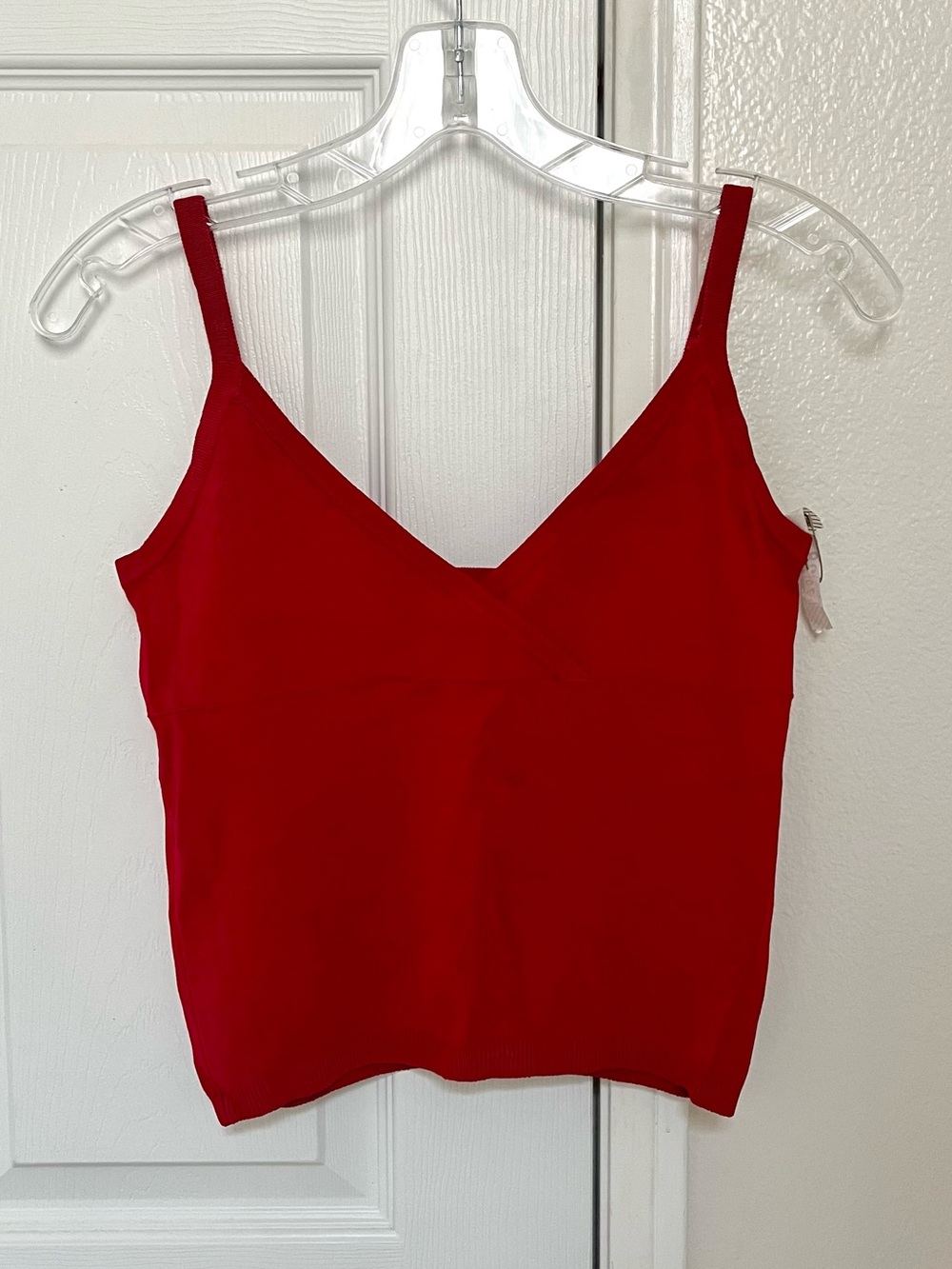 Bebe Red V-Neck Spaghetti Strap Camisole Tank Top